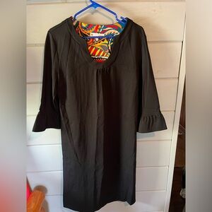 Jude Connally Black Sheath Dress with Bell Sleeves